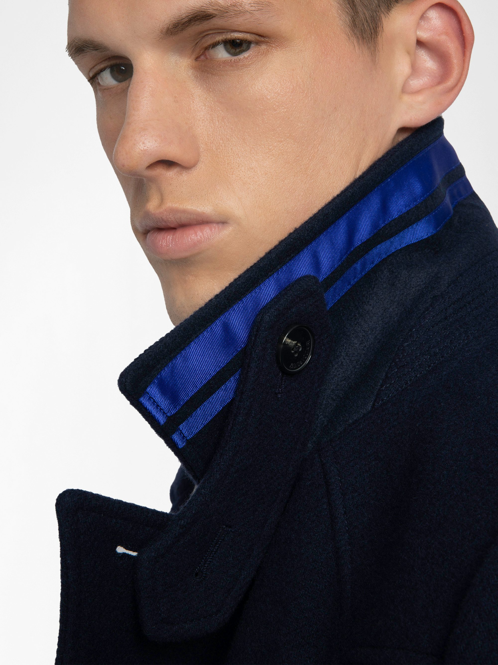 Mollys Coat - Short double-breasted coat with wing badge on the back.